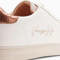 Baskets Isabella Blanc Et Bronze A Lacets