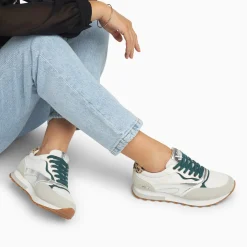 Baskets Jade Argent Et Vert A Semelle Running
