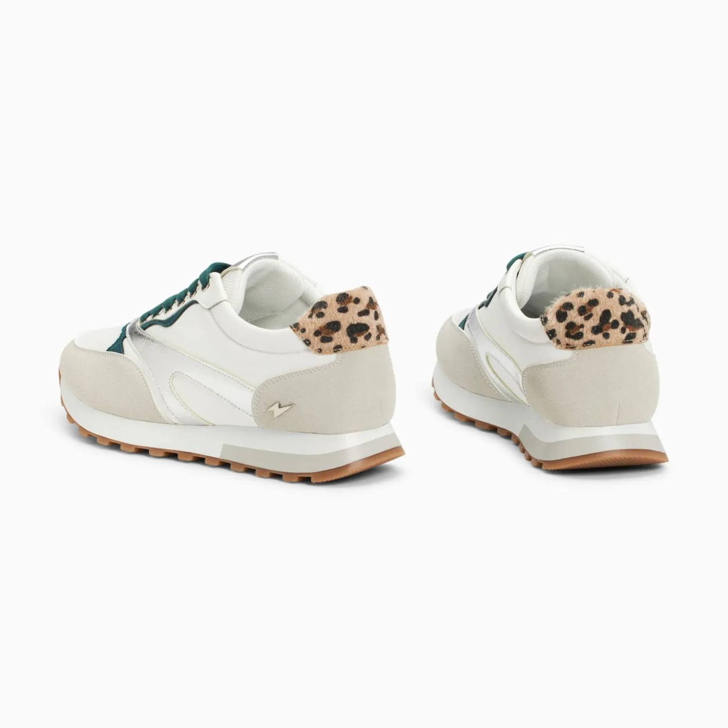 Baskets Jade Argent Et Vert A Semelle Running