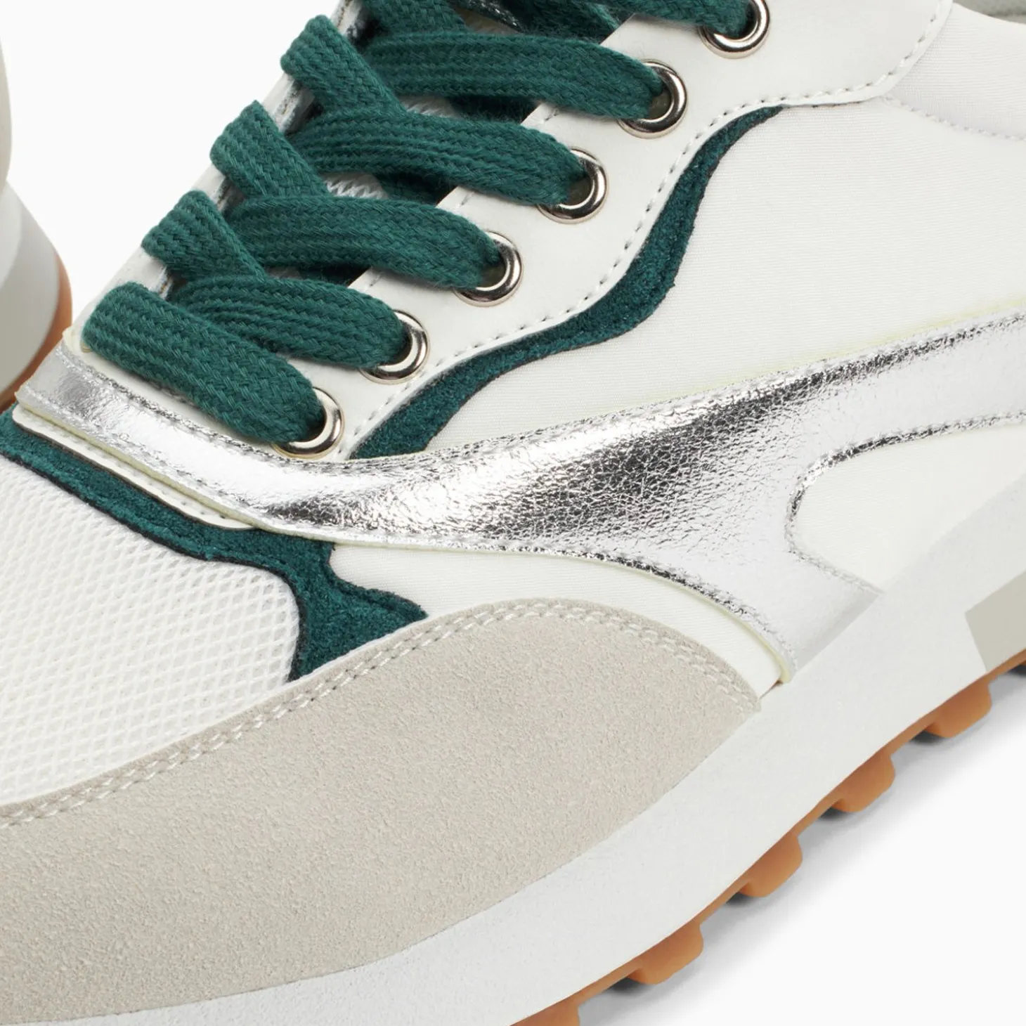 Baskets Jade Argent Et Vert A Semelle Running