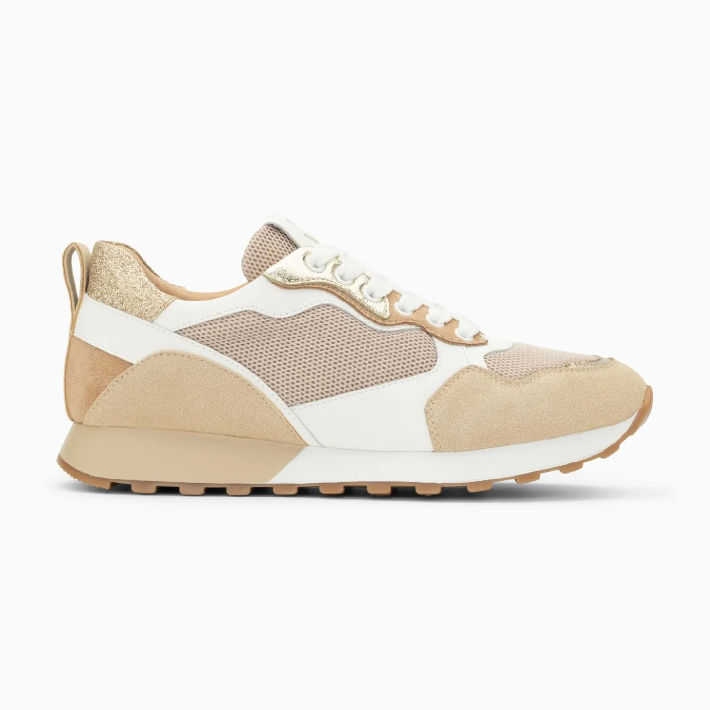 Baskets Margaux Beige Et Or A Semelle Running