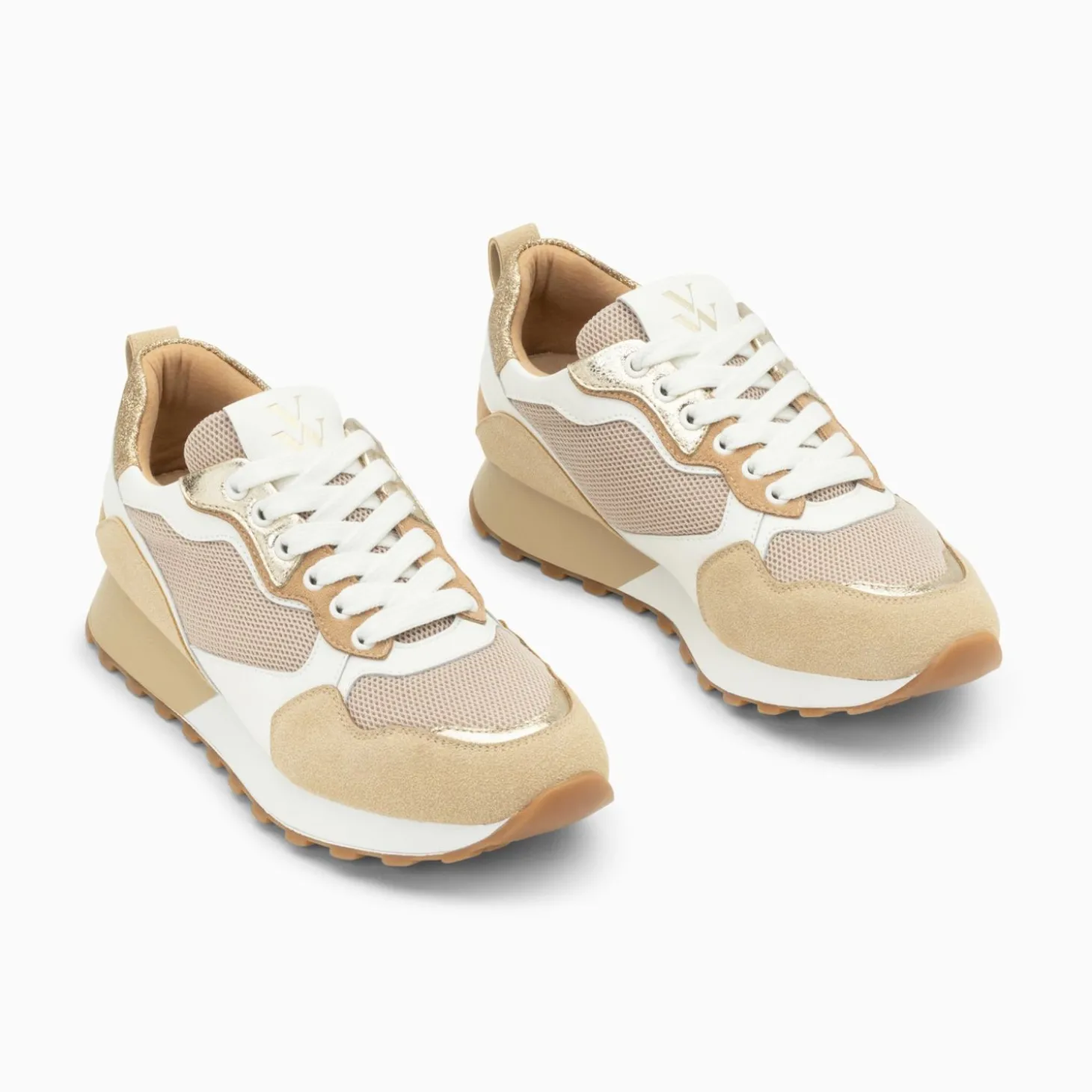 Baskets Margaux Beige Et Or A Semelle Running