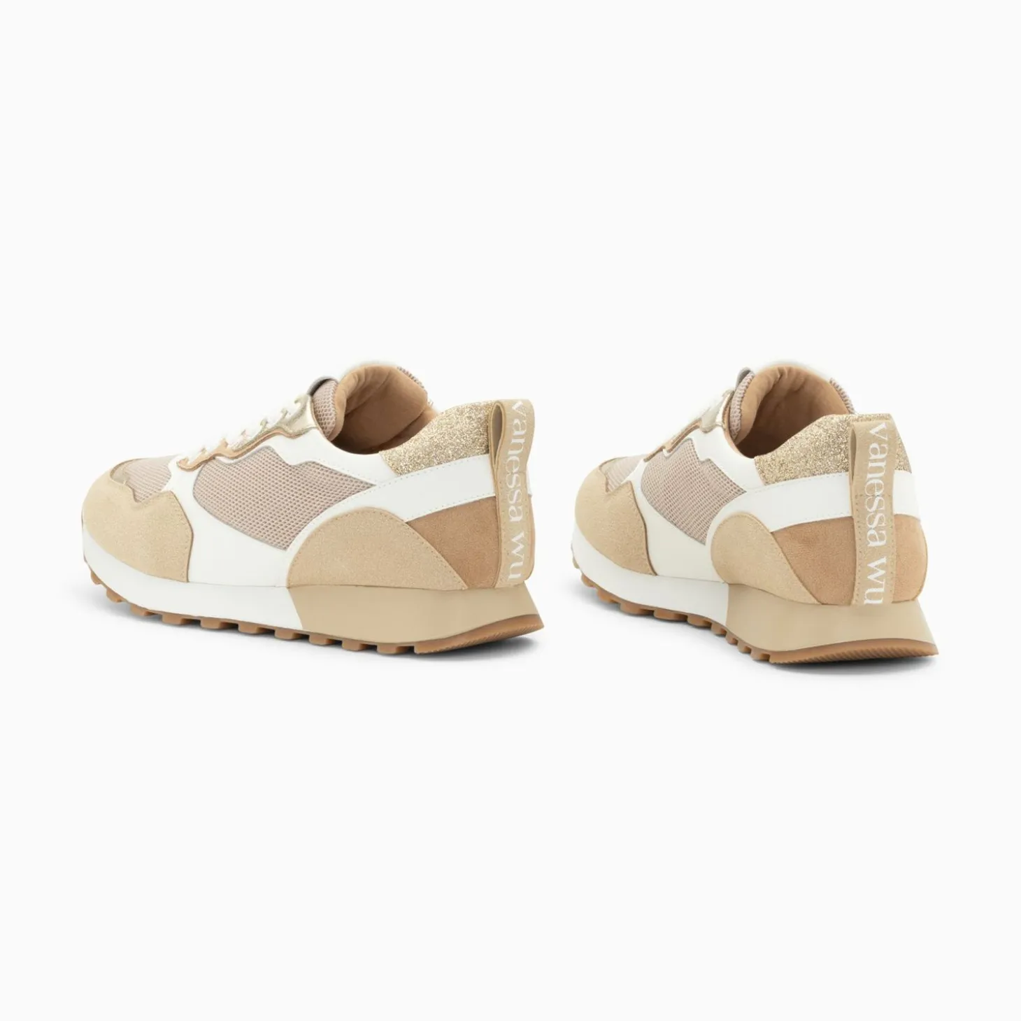 Baskets Margaux Beige Et Or A Semelle Running
