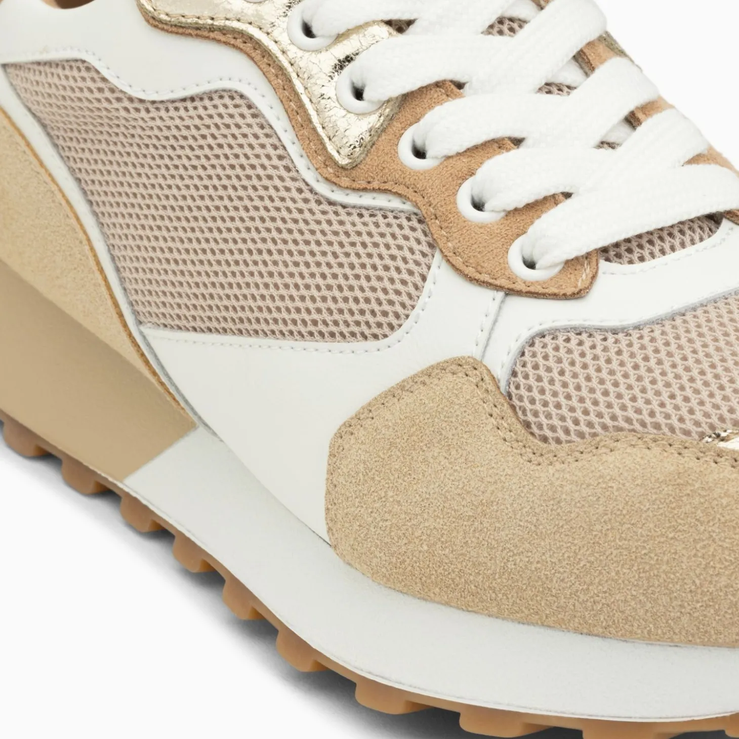 Baskets Margaux Beige Et Or A Semelle Running