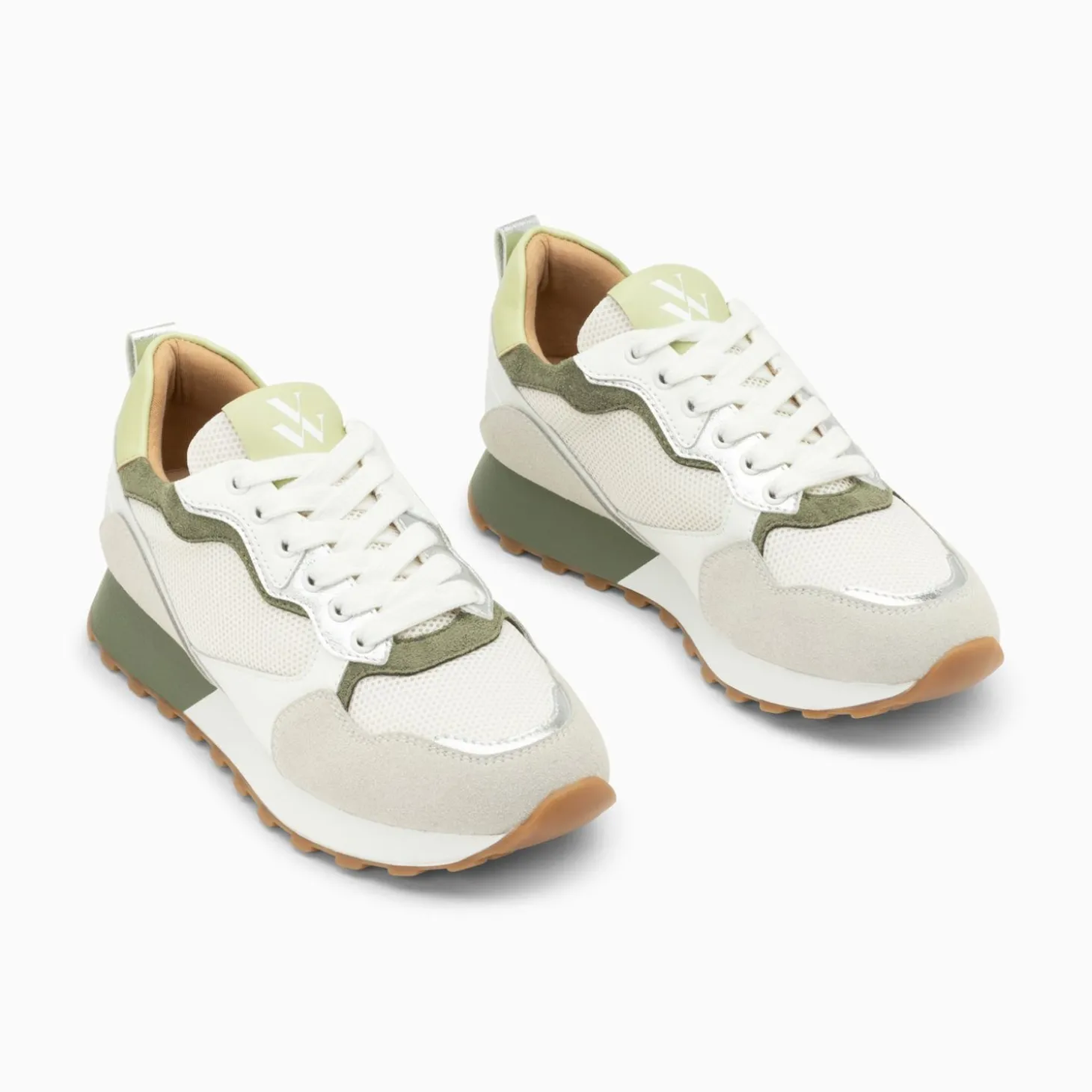 Baskets Margaux Gris Et Vert A Semelle Running