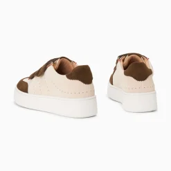 Baskets Marie Beige Et Kaki A Scratchs