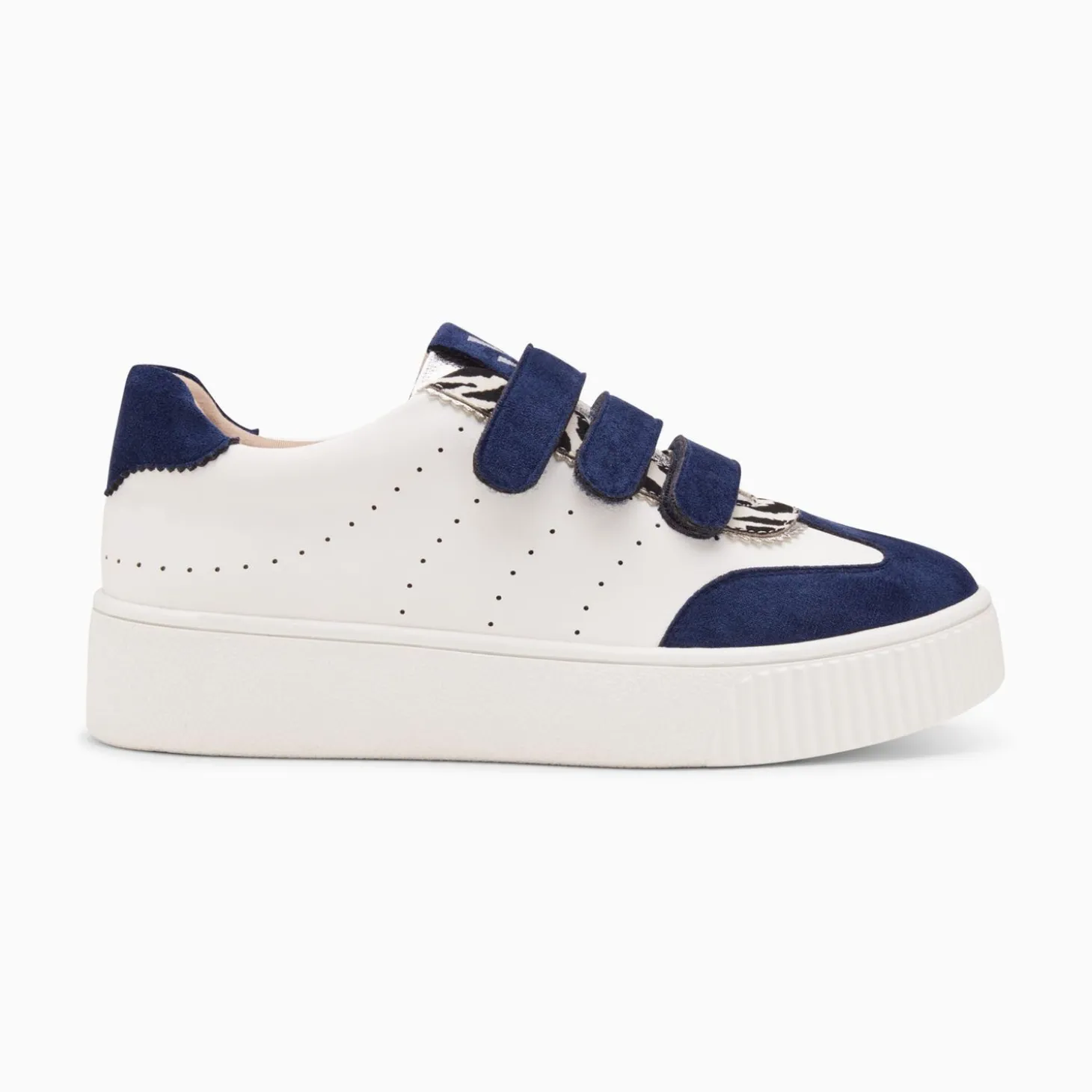 Baskets Marie Blanc Et Bleu Marine A Scratchs