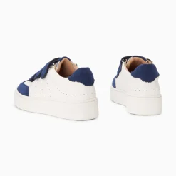 Baskets Marie Blanc Et Bleu Marine A Scratchs