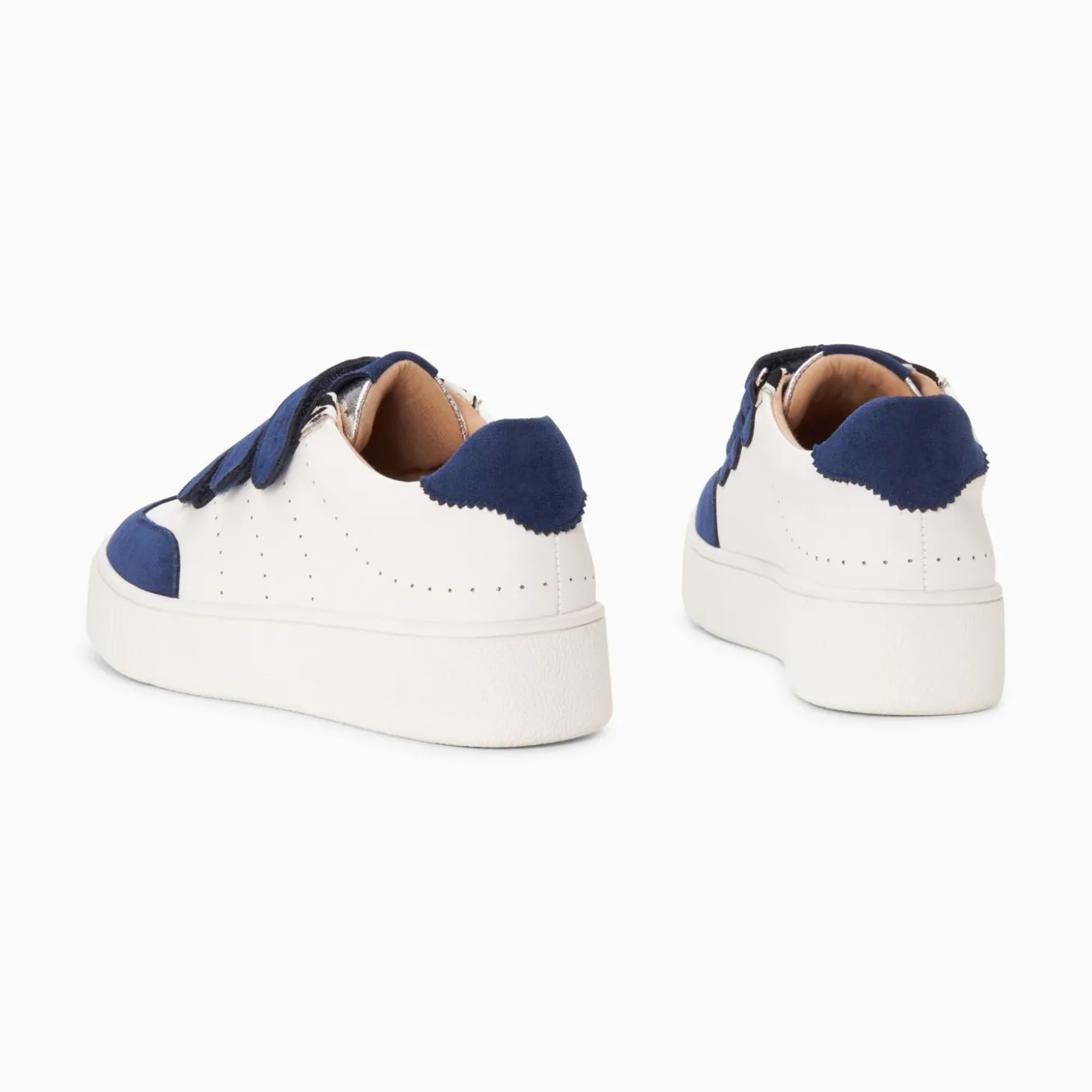 Baskets Marie Blanc Et Bleu Marine A Scratchs