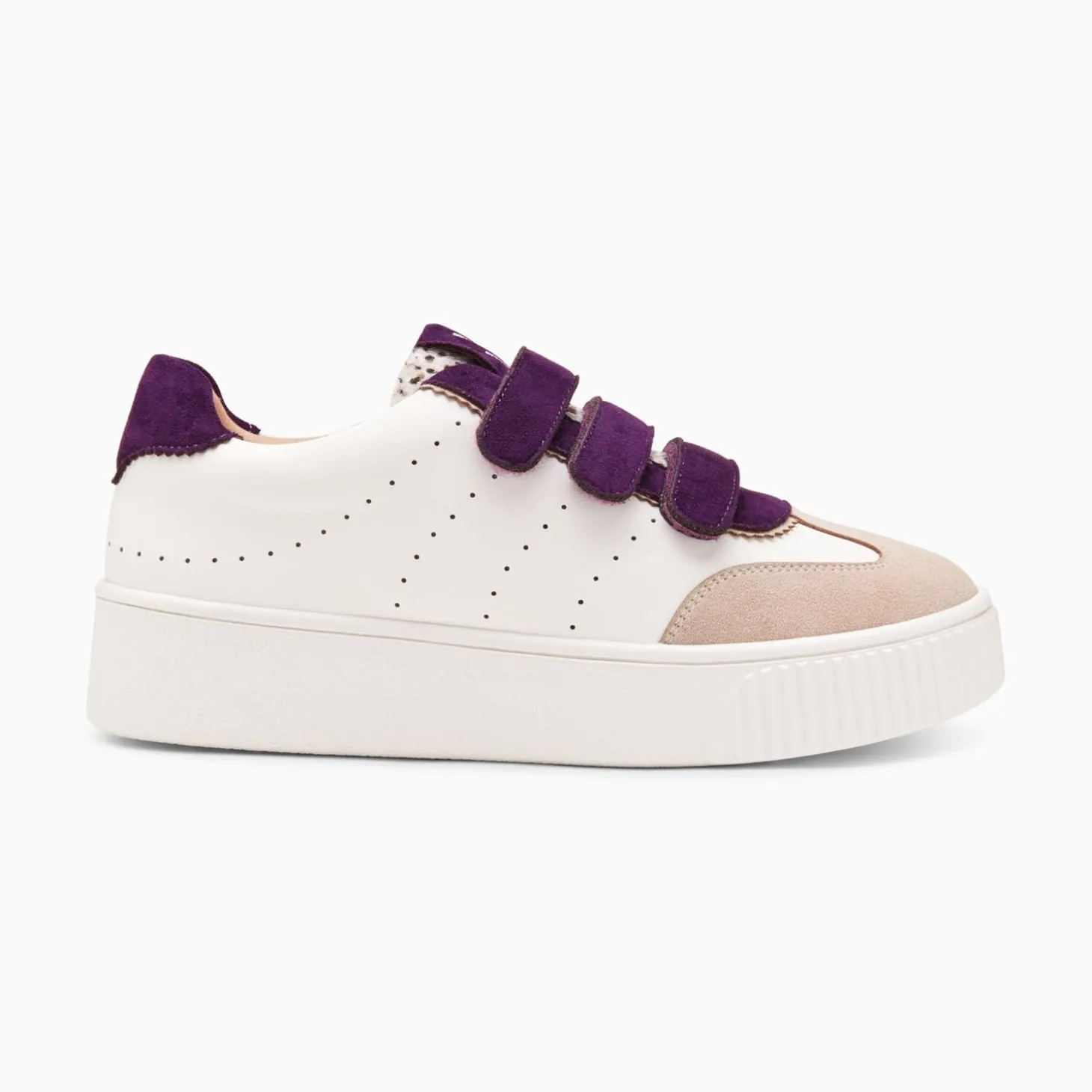Baskets Marie Blanc Et Violet A Scratchs