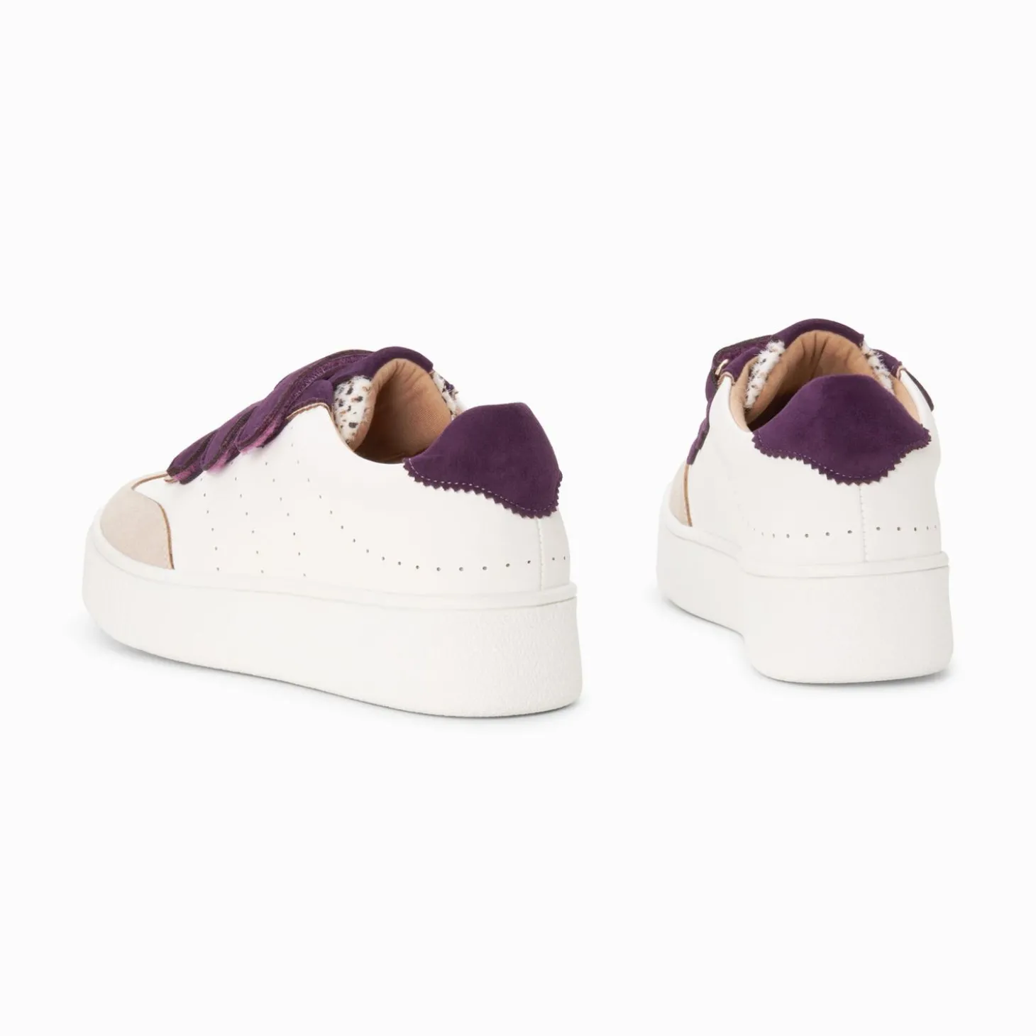 Baskets Marie Blanc Et Violet A Scratchs