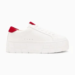 Baskets Meaghan Blanc Et Rouge A Plateforme