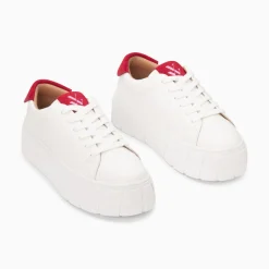 Baskets Meaghan Blanc Et Rouge A Plateforme