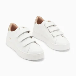 Baskets Mini Eclair Solange Blanc Et Or A Scratchs