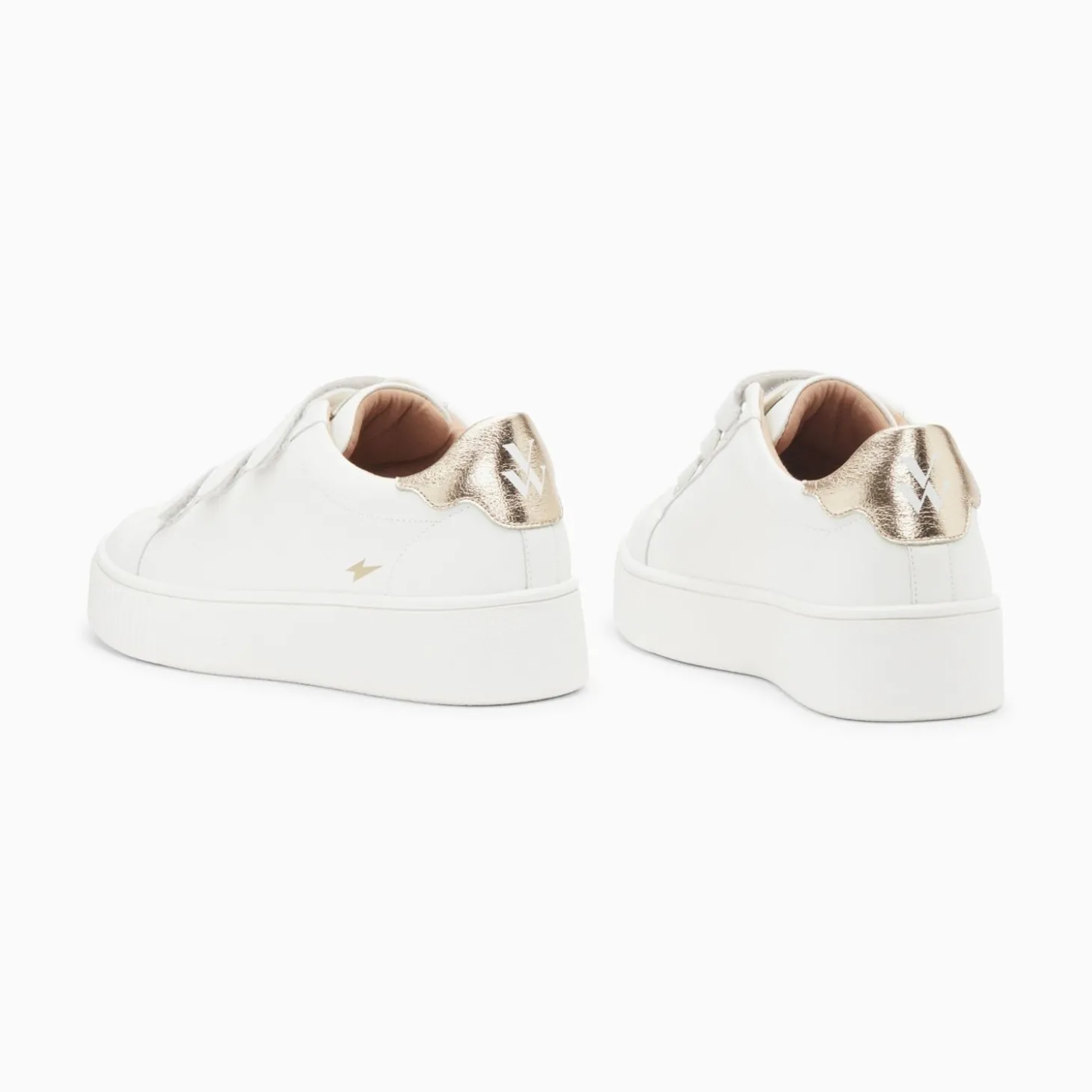 Baskets Mini Eclair Solange Blanc Et Or A Scratchs