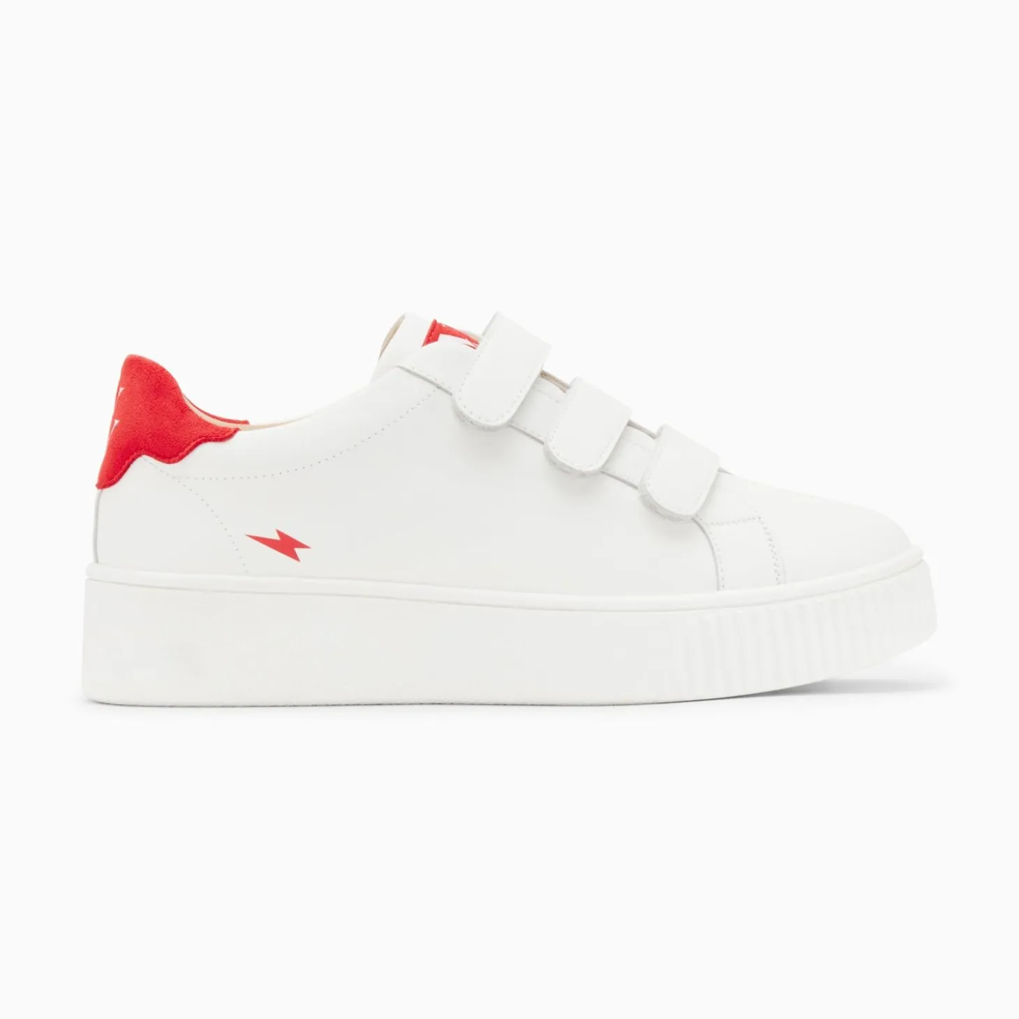 Baskets Mini Eclair Solange Blanc Et Rouge A Scratchs