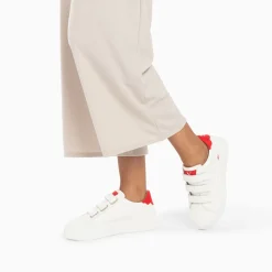 Baskets Mini Eclair Solange Blanc Et Rouge A Scratchs