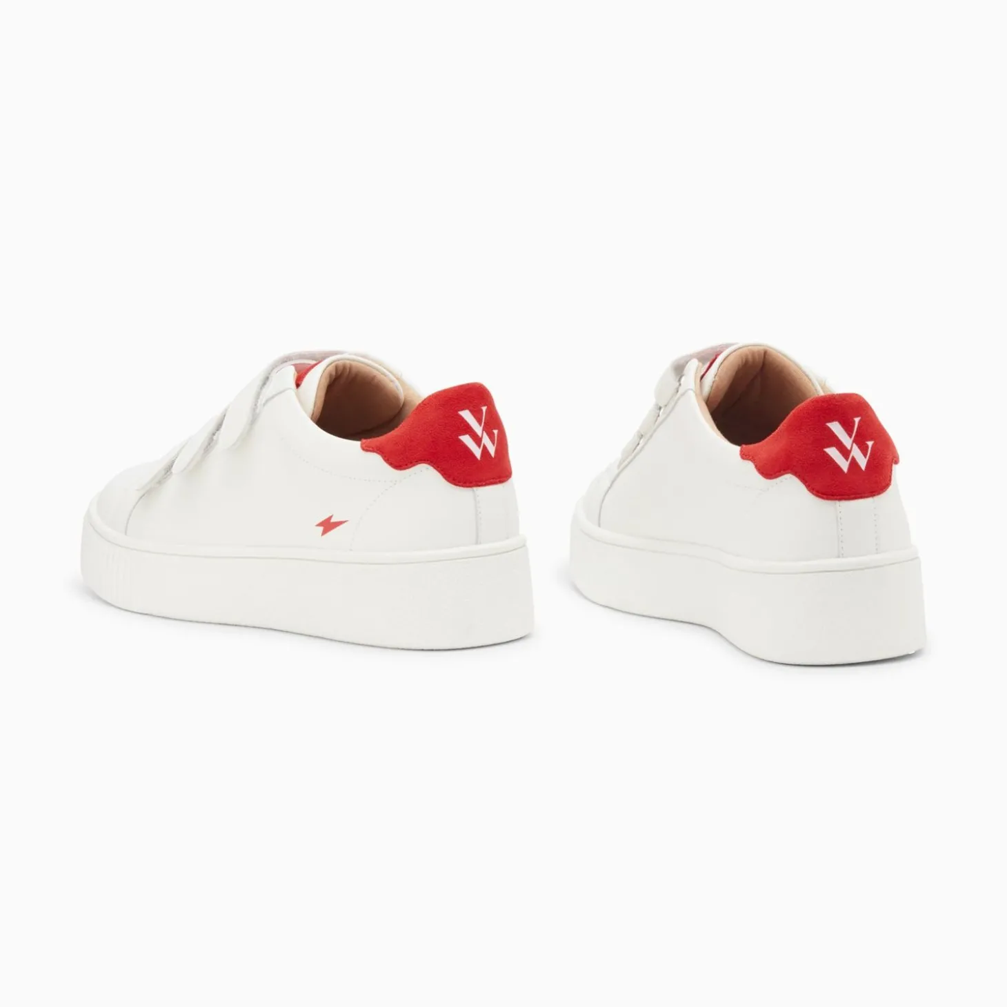 Baskets Mini Eclair Solange Blanc Et Rouge A Scratchs