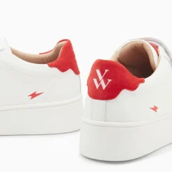Baskets Mini Eclair Solange Blanc Et Rouge A Scratchs