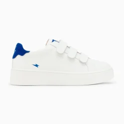 Baskets Mini Eclair Solange Blanc Et Bleu A Scratchs