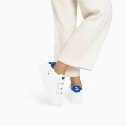 Baskets Mini Eclair Solange Blanc Et Bleu A Scratchs