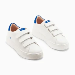 Baskets Mini Eclair Solange Blanc Et Bleu A Scratchs