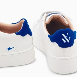 Baskets Mini Eclair Solange Blanc Et Bleu A Scratchs