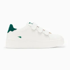 Baskets Mini Eclair Solange Blanc Et Vert A Scratchs