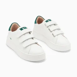 Baskets Mini Eclair Solange Blanc Et Vert A Scratchs