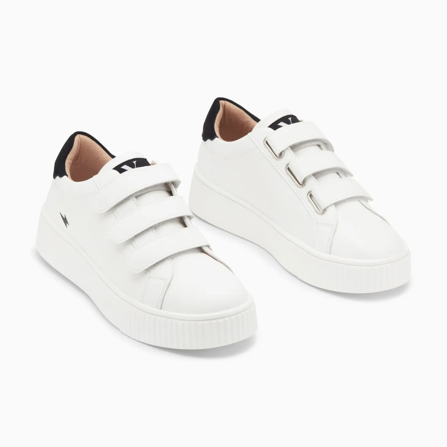 Baskets Mini Eclair Solange Blanc Et Noir A Scratchs