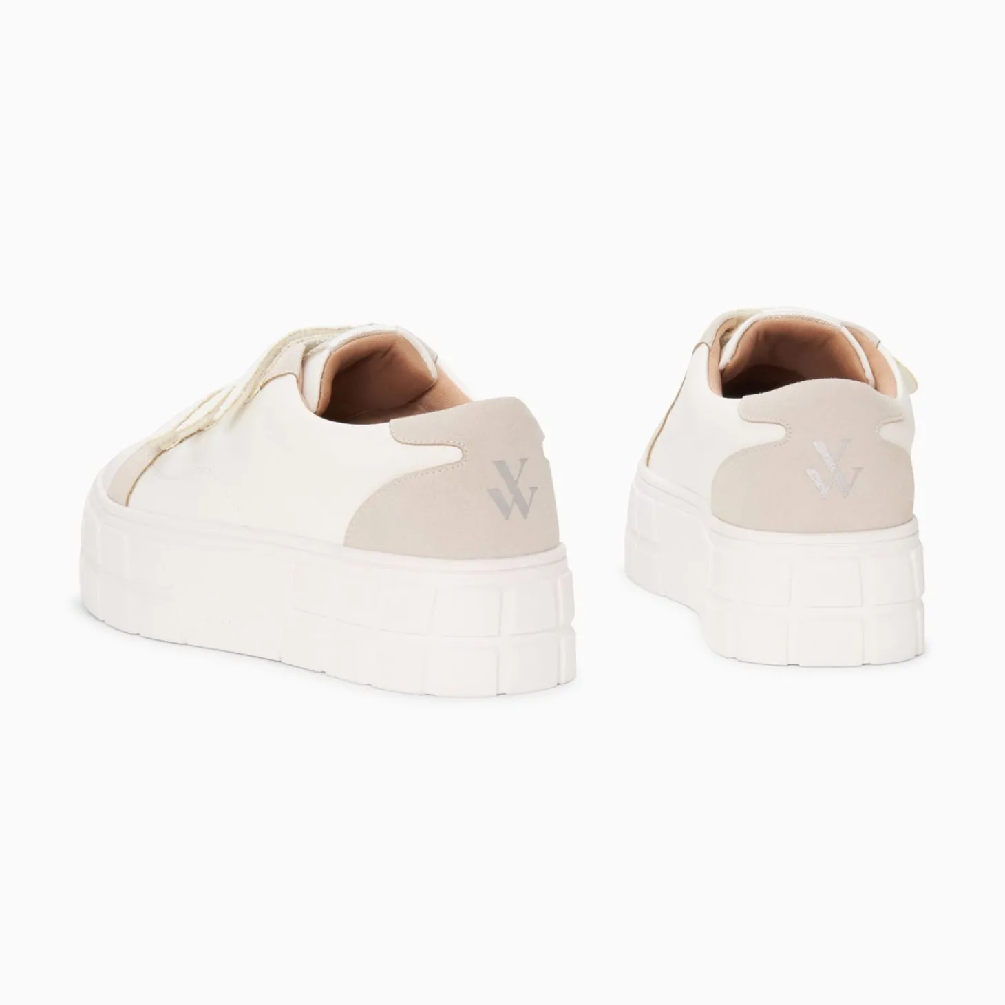 Baskets Monica Blanches A Scratchs Glitter Et Plateforme