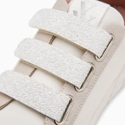 Baskets Monica Blanches A Scratchs Glitter Et Plateforme