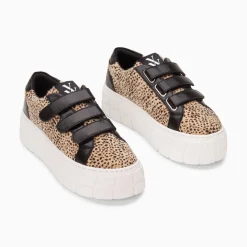 Baskets Monica Guepard A Scratchs Noirs Et Plateforme