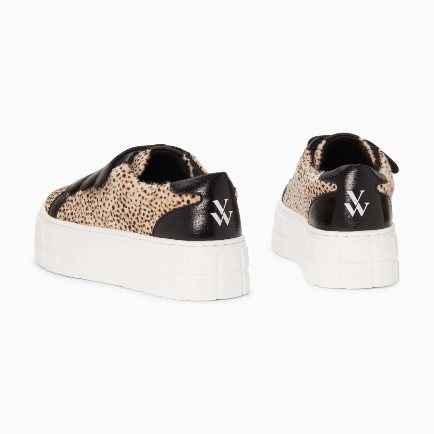 Baskets Monica Guepard A Scratchs Noirs Et Plateforme