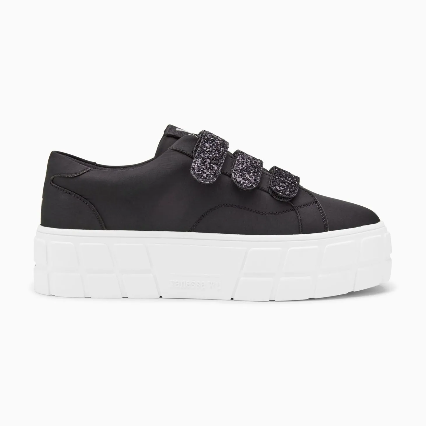 Baskets Monica Noires A Scratchs Glitter Et Plateforme