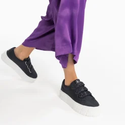 Baskets Monica Noires A Scratchs Glitter Et Plateforme