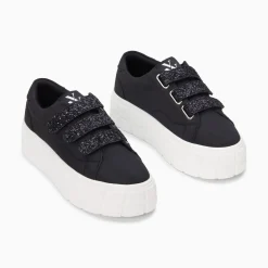 Baskets Monica Noires A Scratchs Glitter Et Plateforme