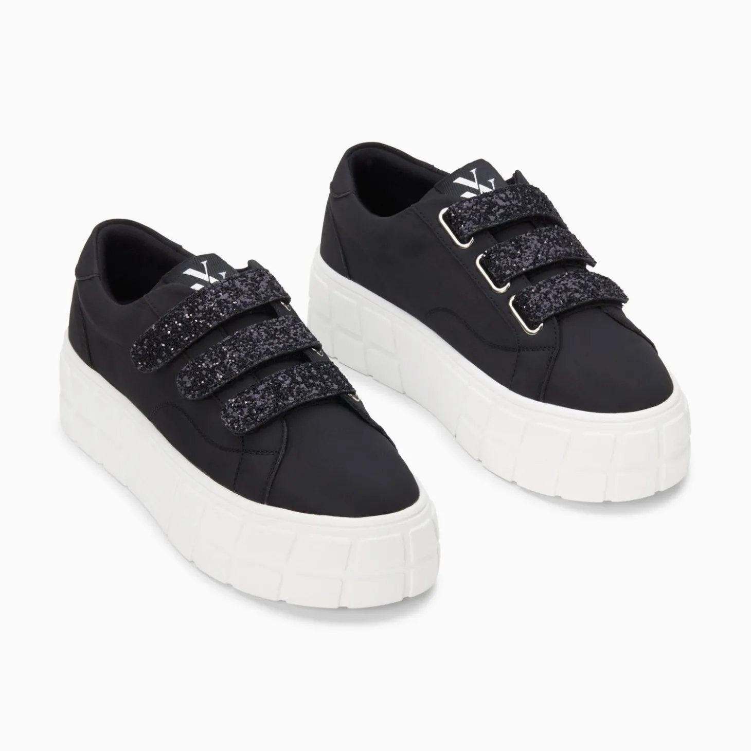 Baskets Monica Noires A Scratchs Glitter Et Plateforme