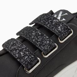 Baskets Monica Noires A Scratchs Glitter Et Plateforme