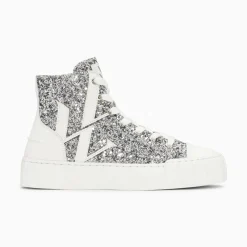 Baskets Monogramme Alix Montantes A Paillettes Argent