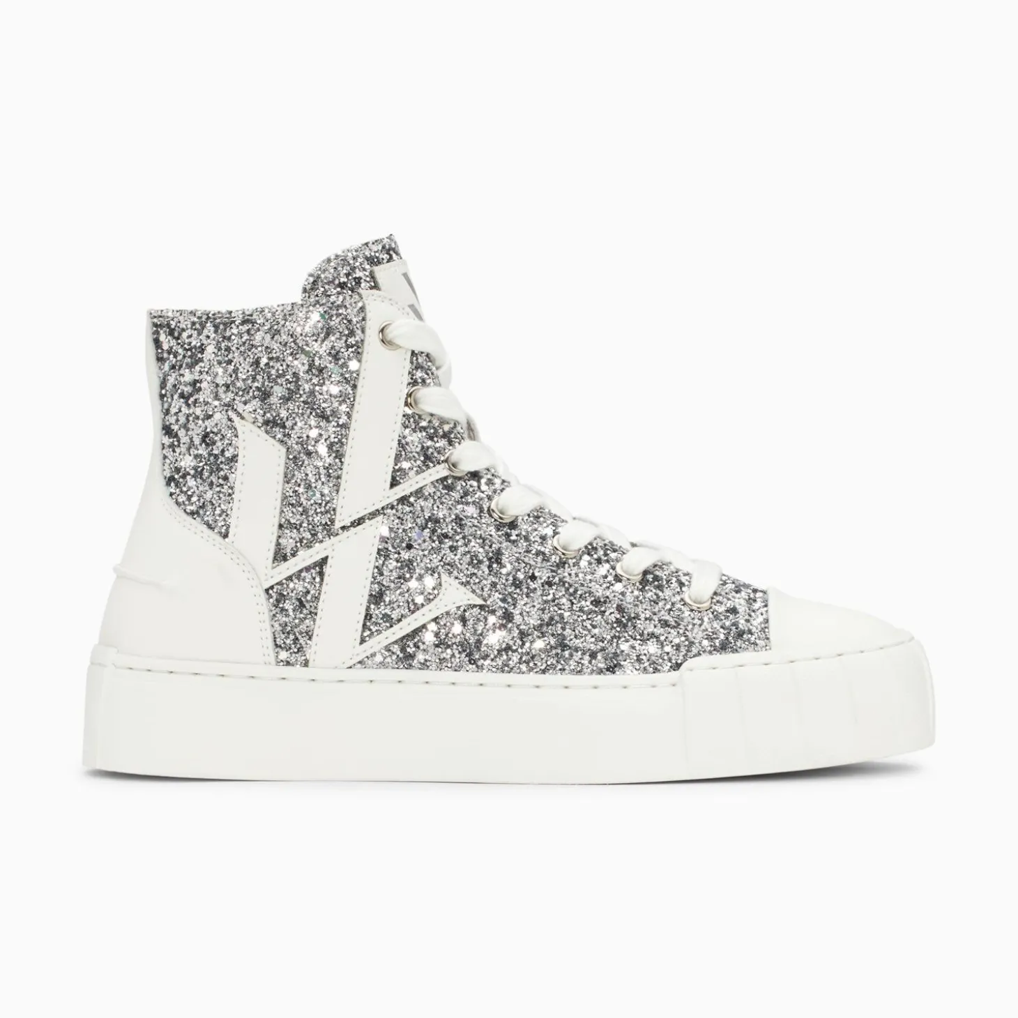 Baskets Monogramme Alix Montantes A Paillettes Argent