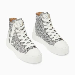 Baskets Monogramme Alix Montantes A Paillettes Argent