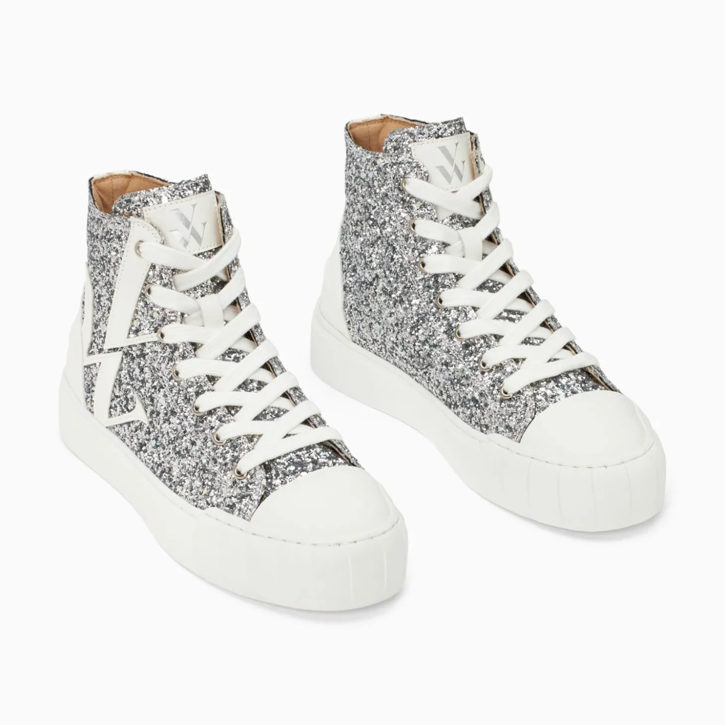 Baskets Monogramme Alix Montantes A Paillettes Argent