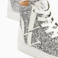 Baskets Monogramme Alix Montantes A Paillettes Argent