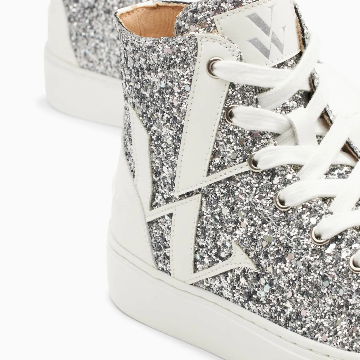 Baskets Monogramme Alix Montantes A Paillettes Argent