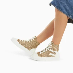Baskets Monogramme Alix Montantes A Paillettes Or