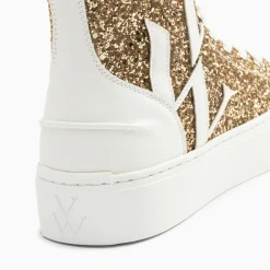 Baskets Monogramme Alix Montantes A Paillettes Or