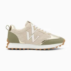 Baskets Monogramme Athenais Beige Et Kaki A Semelle Running