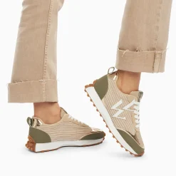 Baskets Monogramme Athenais Beige Et Kaki A Semelle Running