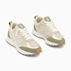 Baskets Monogramme Athenais Beige Et Kaki A Semelle Running